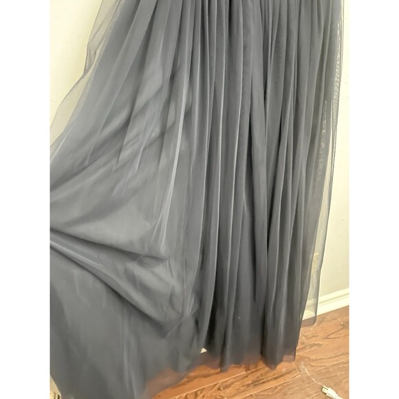 $495 AIDAN MATTOX Navy Embellished Beaded Tulle Formal Dress Gown Size 6 M3020 - Picture 8 of 15